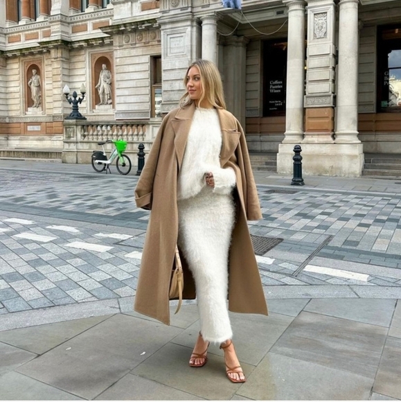 Zara Wool Blend Coat Camel Tan Size S - Picture 12 of 16